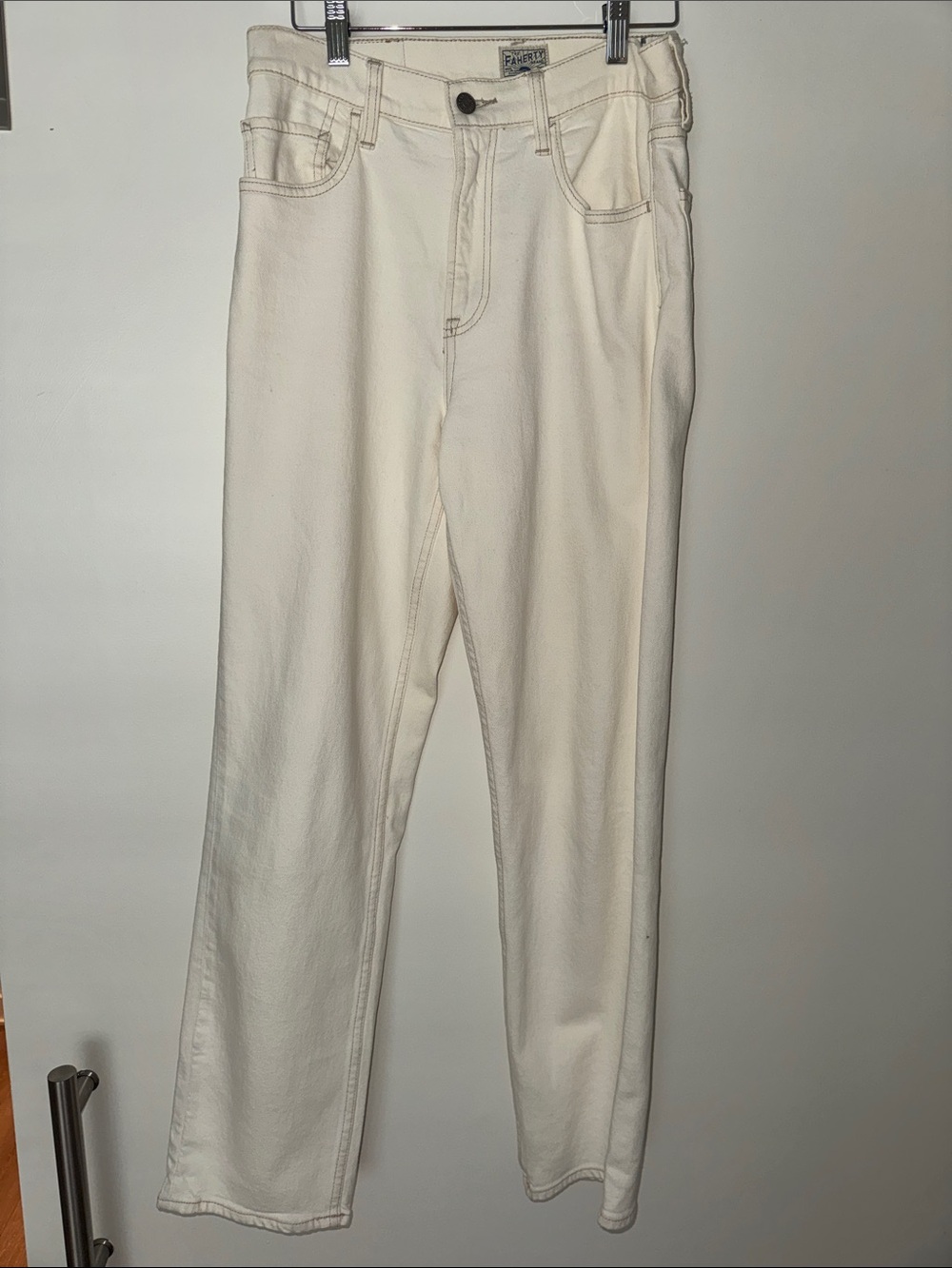 Faherty Cream Straight-Leg Jeans